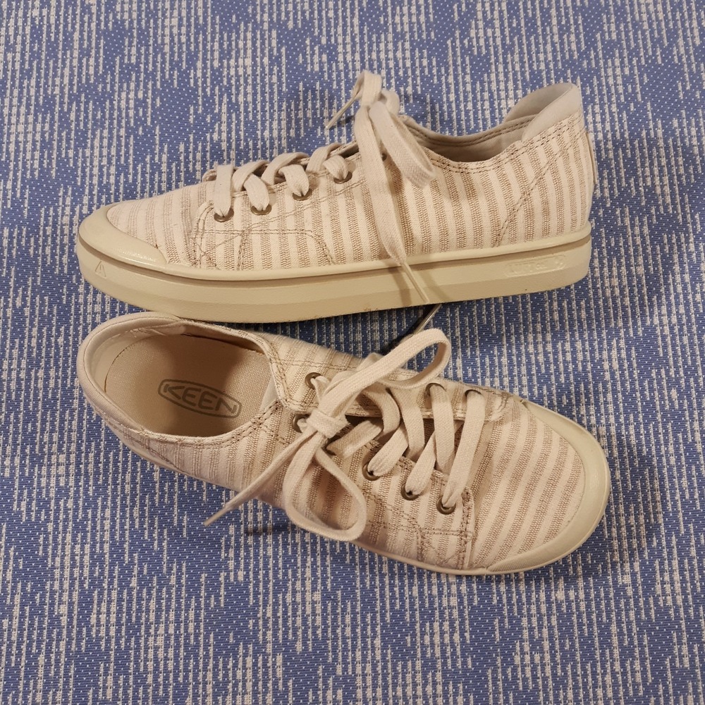 Keen Elsa IV Canvas Lifestyle Sneakers Shoes Beige Striped Womens 9 US 39.5 EU